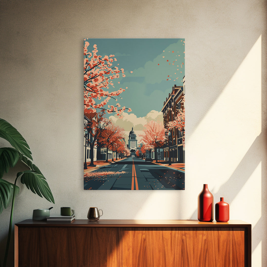 Columbia Missouri Travel Poster, Canvas Print, Travel Wall Art, City Wall Art, Retro Travel Print, Fine Art Print, Colorful Wall Art
