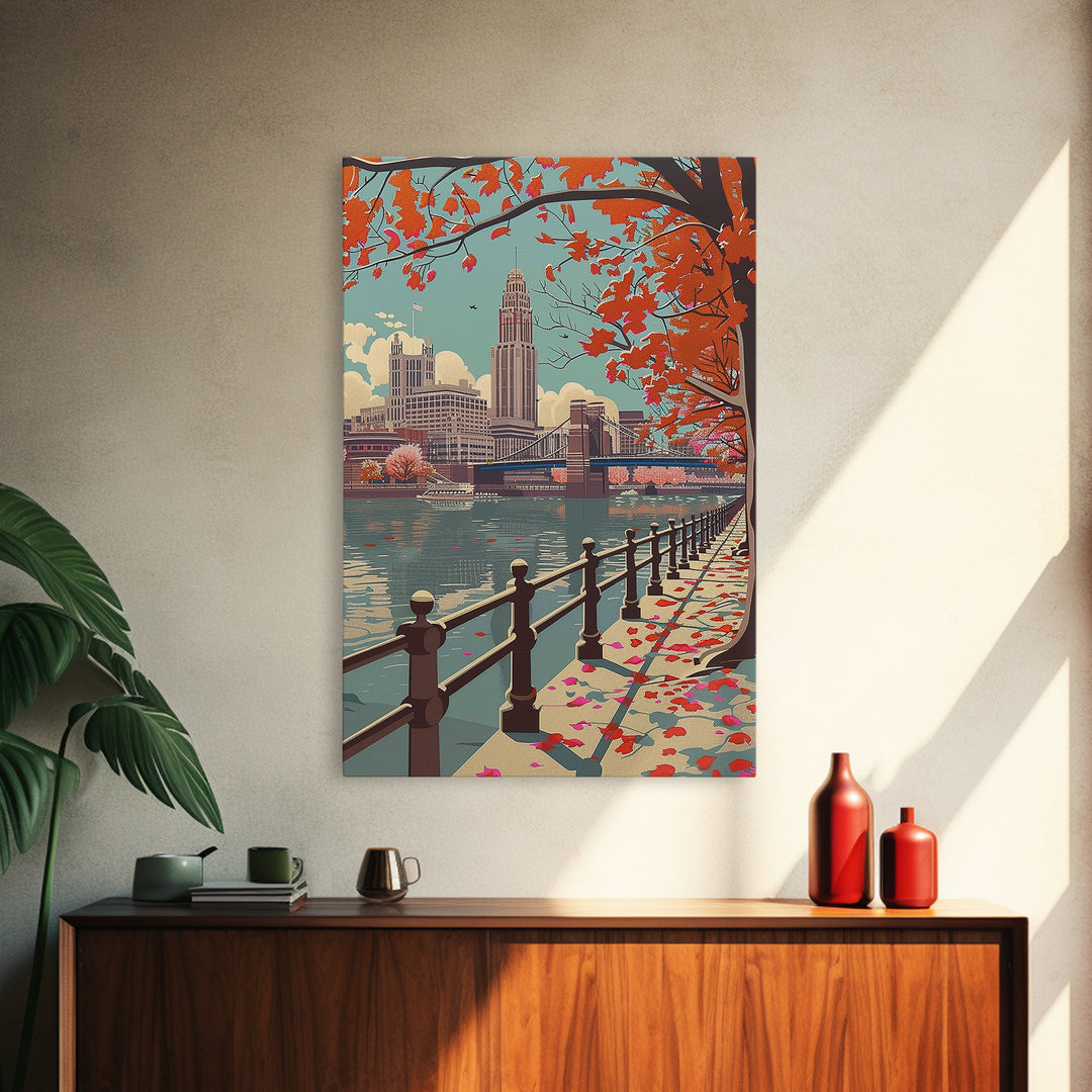 Columbus Travel Poster, Canvas Print, Travel Wall Art, City Wall Art, Travel Prints, Poster Print, Travel Posters, Home Office Decor