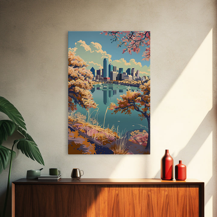 Dallas Travel Poster, Canvas Print, Retro Travel Poster, City Wall Art, Fine Art Print, City Art Print, Art Print, Colorful Wall Art