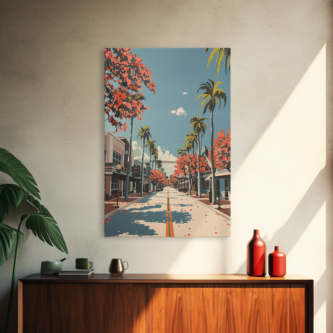 Davie Travel Poster, Framed Canvas Print, Retro Travel Poster, City Wall Art, Retro Travel Print, Wanderlust Gift, City Illustration