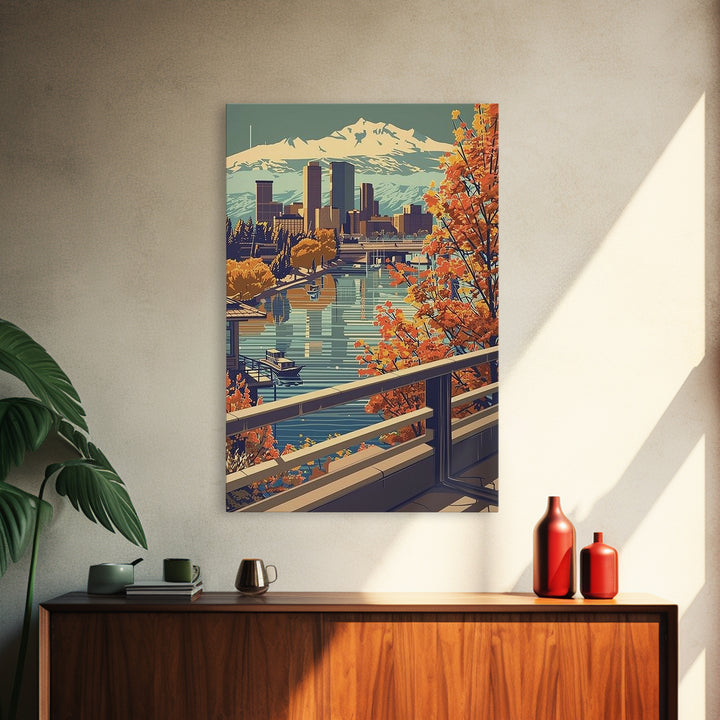 Denver Travel Poster, Framed Canvas Print, Vintage Travel Print, City Wall Art, Gallery Wall Set, Travel Wall Art, Minimalist Poster
