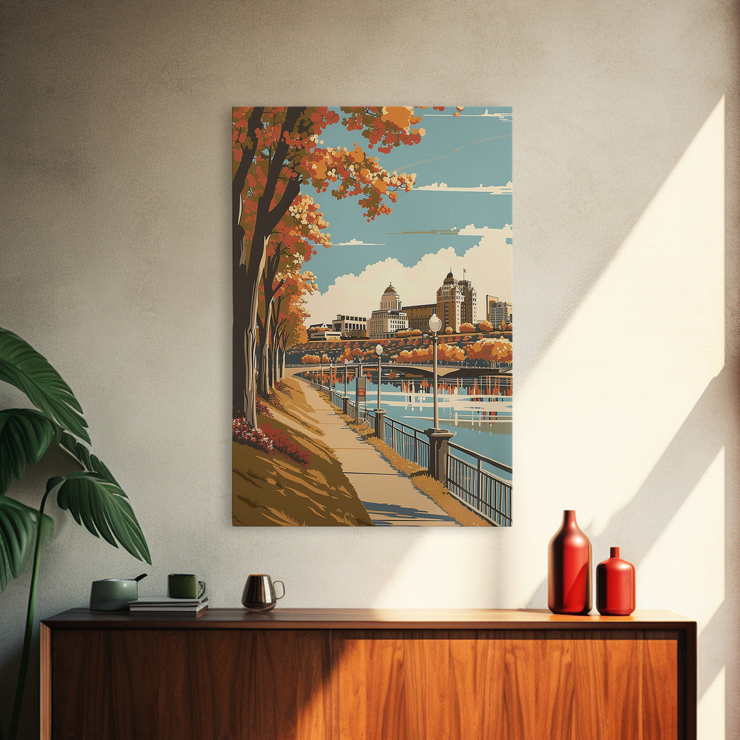 Des Moines Travel Poster, Canvas Print, City Art Print, Travel Wall Art, Minimalist Poster, Travel Prints, Retro Wall Art, Art Print