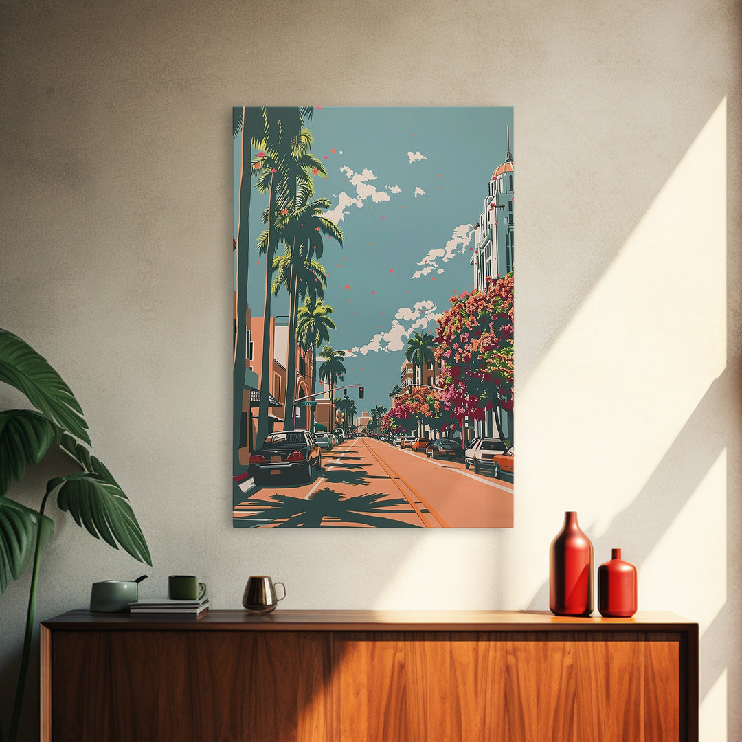 Hollywood Travel Poster, Canvas Print, City Travel Poster, Travel Wall Art, Wanderlust Gift, Minimalist Poster, Living Room Wall Art