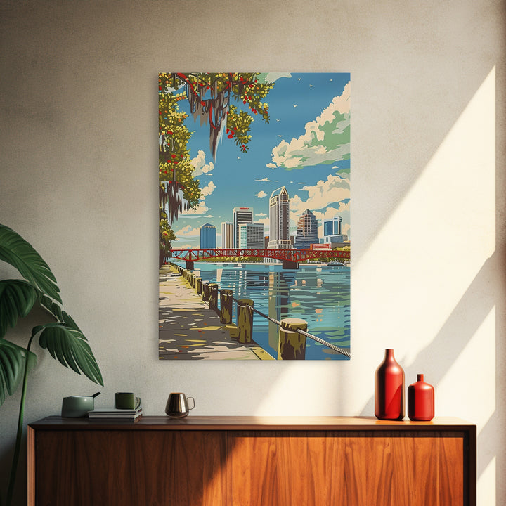 Jacksonville Travel Poster, Framed Canvas Print, City Travel Poster, Travel Wall Decor, Travel Art Print, City Art Print, Poster Art