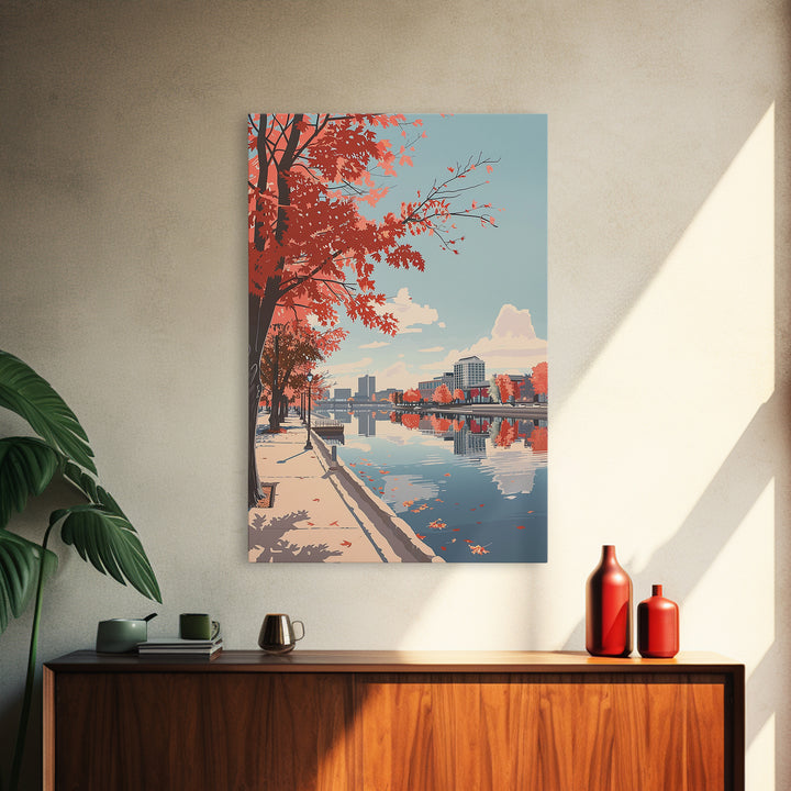 Lansing Travel Poster, Framed Canvas Print, Travel Prints, Landscape Art, Art Print, Gallery Wall Set, Poster Print, Wanderlust Gift
