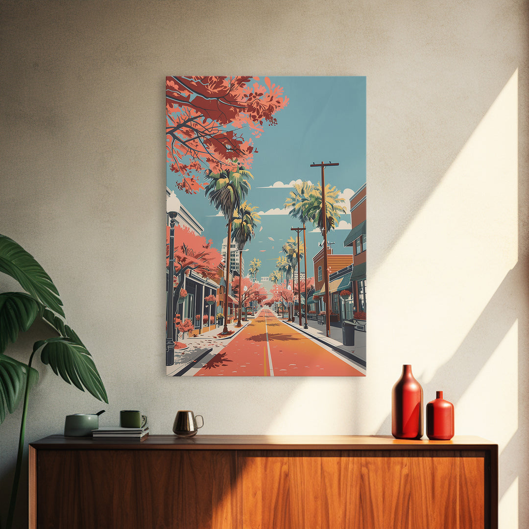 League City Travel Poster, Framed Canvas Print, Travel Prints, Landscape Art, Travel Art Print, Vintage Travel Print, Fine Art Print