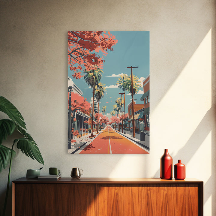 League City Travel Poster, Framed Canvas Print, Travel Prints, Landscape Art, Travel Art Print, Vintage Travel Print, Fine Art Print