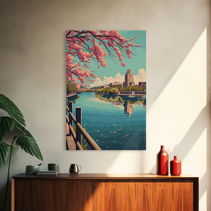 Little Rock Travel Poster, Framed Canvas Print, Retro Travel Poster, City Wall Art, Retro Wall Art, Living Room Wall Art, Home Decor