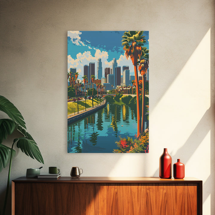 Los Angeles Travel Poster, Framed Canvas Print, City Art Print, Travel Wall Art, Art Print, Retro Travel Print, Vintage Travel Print