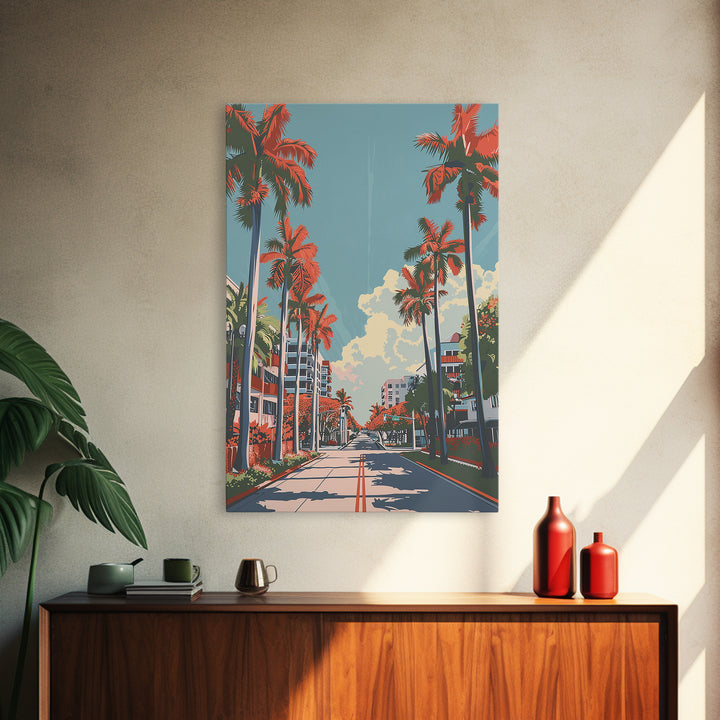 Miami Gardens Travel Poster, Framed Canvas Print, Vintage Travel Print, City Wall Art, Vintage Poster, Wanderlust Gift, Travel Print