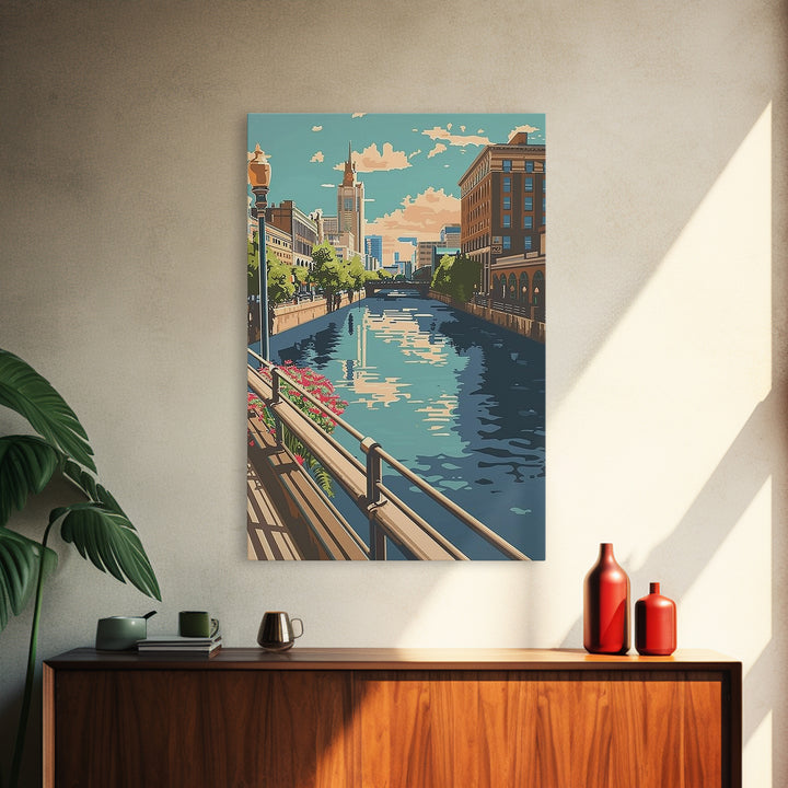 Milwaukee Travel Poster, Framed Canvas Print, Travel Wall Art, City Wall Art, City Travel Poster, Travel Print, Vintage Travel Print