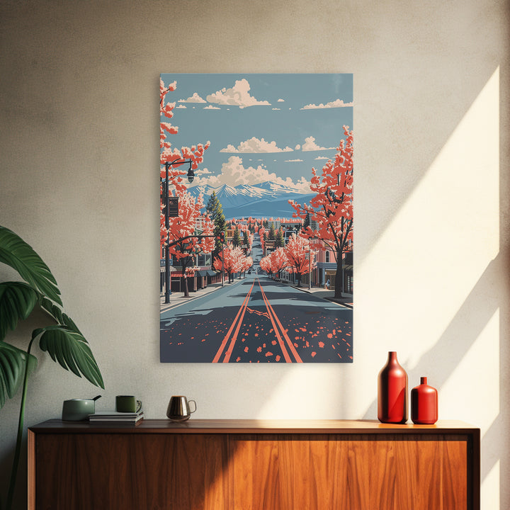 Nampa Travel Poster, Framed Canvas Print, Retro Travel Poster, City Wall Art, Watercolor Cityscape, Travel Prints, Modern Wall Decor