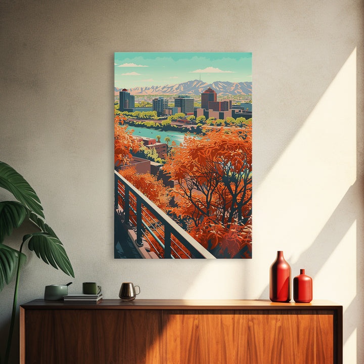 Phoenix Travel Poster, Canvas Print, Vintage Travel Print, City Wall Art, City Illustration, Retro Travel Poster, Retro Travel Print