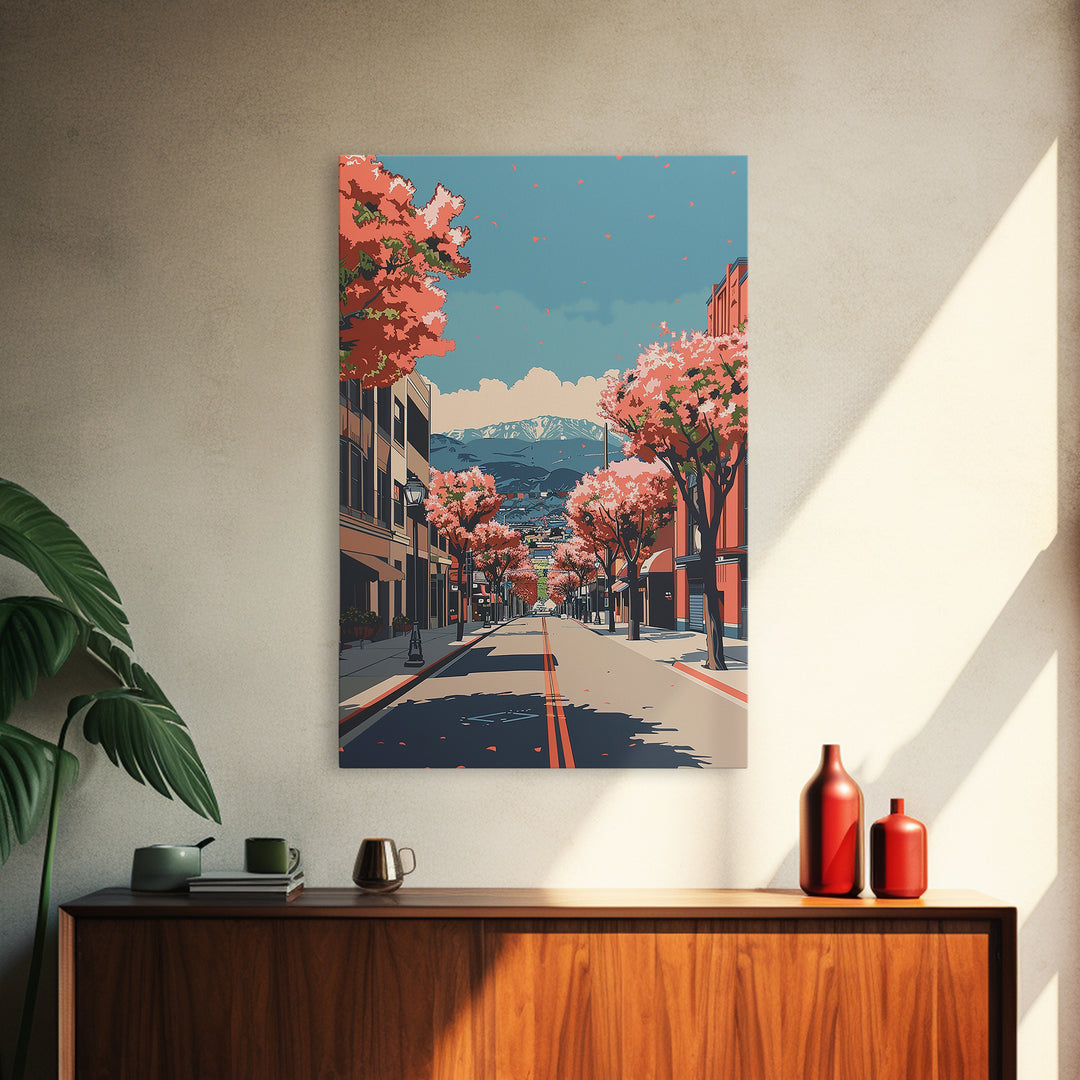 Pomona Travel Poster, Framed Canvas Print, Travel Wall Art, City Wall Art, Gallery Wall Set, Watercolor Cityscape, Modern Wall Decor