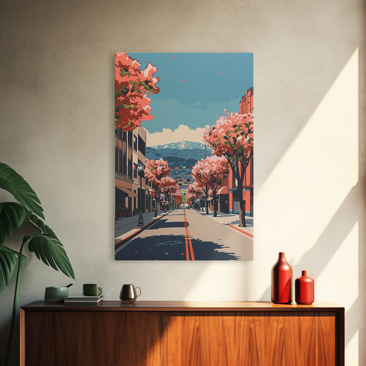 Pomona Travel Poster, Framed Canvas Print, Travel Wall Art, City Wall Art, Gallery Wall Set, Watercolor Cityscape, Modern Wall Decor
