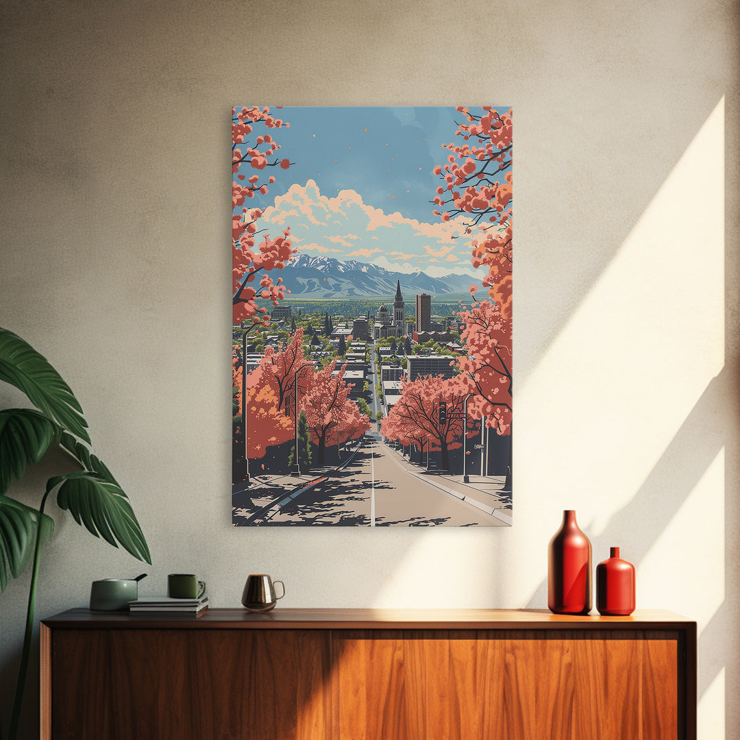 Provo Travel Poster, Framed Canvas Print, City Travel Poster, Vintage City Poster, Landscape Art, Vintage Travel Art, Vintage Travel