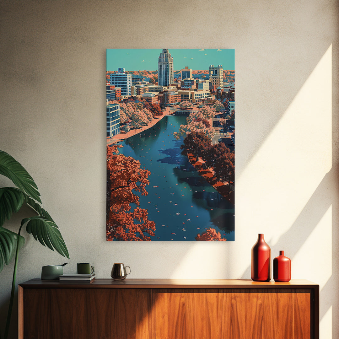 Raleigh Travel Poster, Framed Canvas Print, Travel Art Print, Modern Wall Decor, Home Office Decor, Travel Posters, Gallery Wall Set