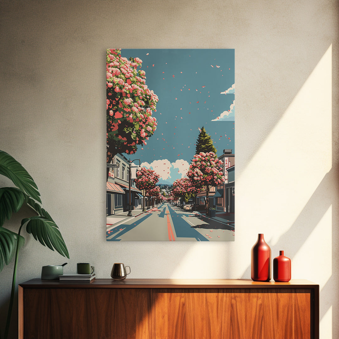 Roseville Travel Poster, Framed Canvas Print, Retro Travel Poster, City Wall Art, Home Office Decor, Wanderlust Gift, Travel Posters