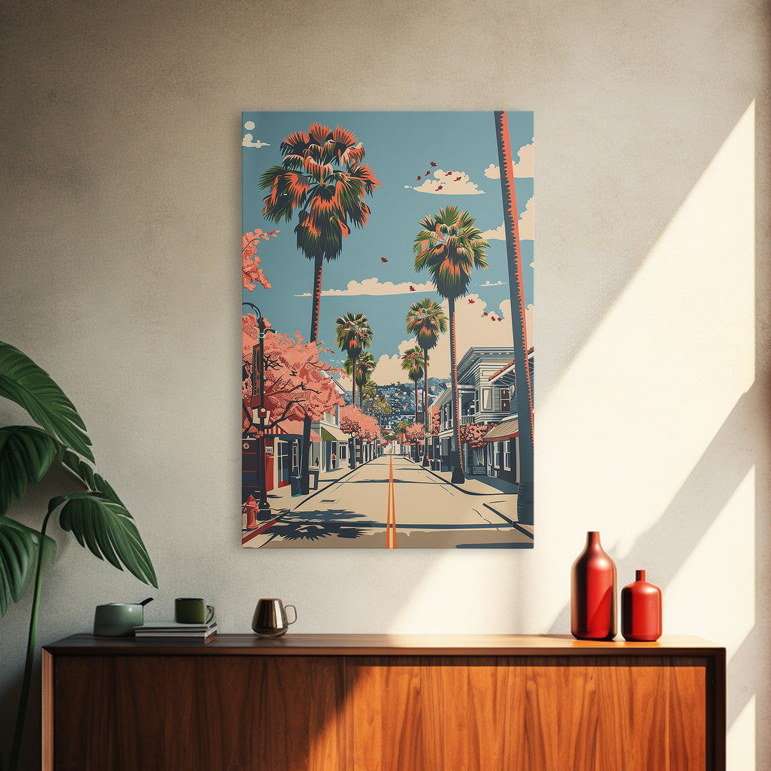 Santa Maria Travel Poster, Canvas Print, City Art Print, Travel Wall Art, Living Room Wall Art, Fine Art Print, Mid Century Wall Art