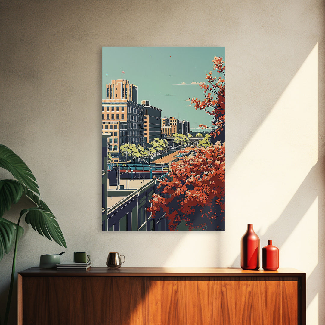 Shreveport Travel Poster, Canvas Print, City Travel Poster, Vintage City Poster, Mid Century Wall Art, City Art Print, Landscape Art