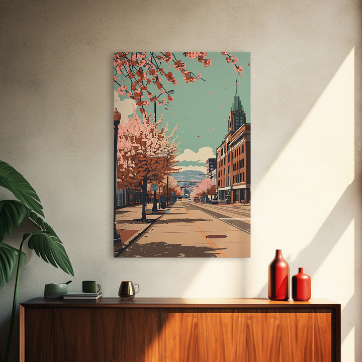 Spokane Travel Poster, Framed Canvas Print, City Travel Poster, Travel Wall Decor, Travel Wall Art, Modern Wall Decor, Travel Prints