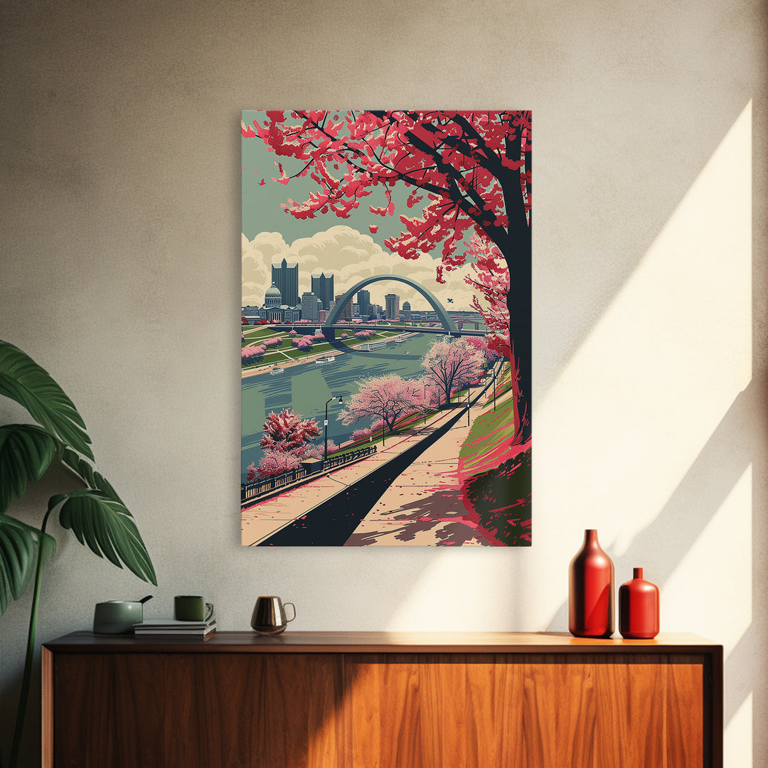 St Louis Travel Poster, Framed Canvas Print, Retro Travel Poster, City Wall Art, Wanderlust Gift, City Travel Poster, Retro Wall Art