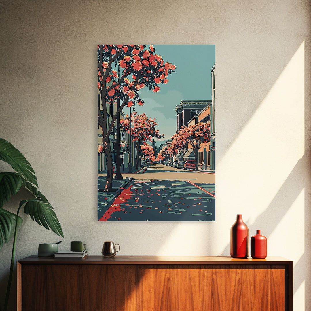 Sunnyvale Travel Poster, Canvas Print, City Travel Poster, Travel Wall Art, City Illustration, Mid Century Wall Art, Wanderlust Gift