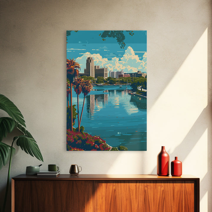 Tallahassee Travel Poster, Framed Canvas Print, Retro Travel Poster, City Wall Art, Travel Decor, Home Office Decor, Travel Wall Art