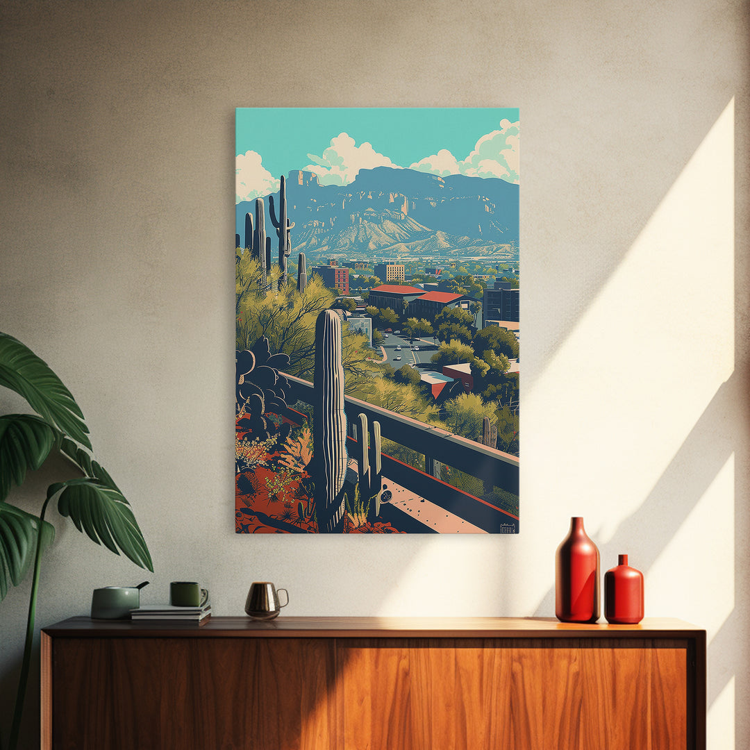 Tucson Travel Poster, Canvas Print, Retro Travel Poster, City Wall Art, City Illustration, Vintage City Poster, Living Room Wall Art