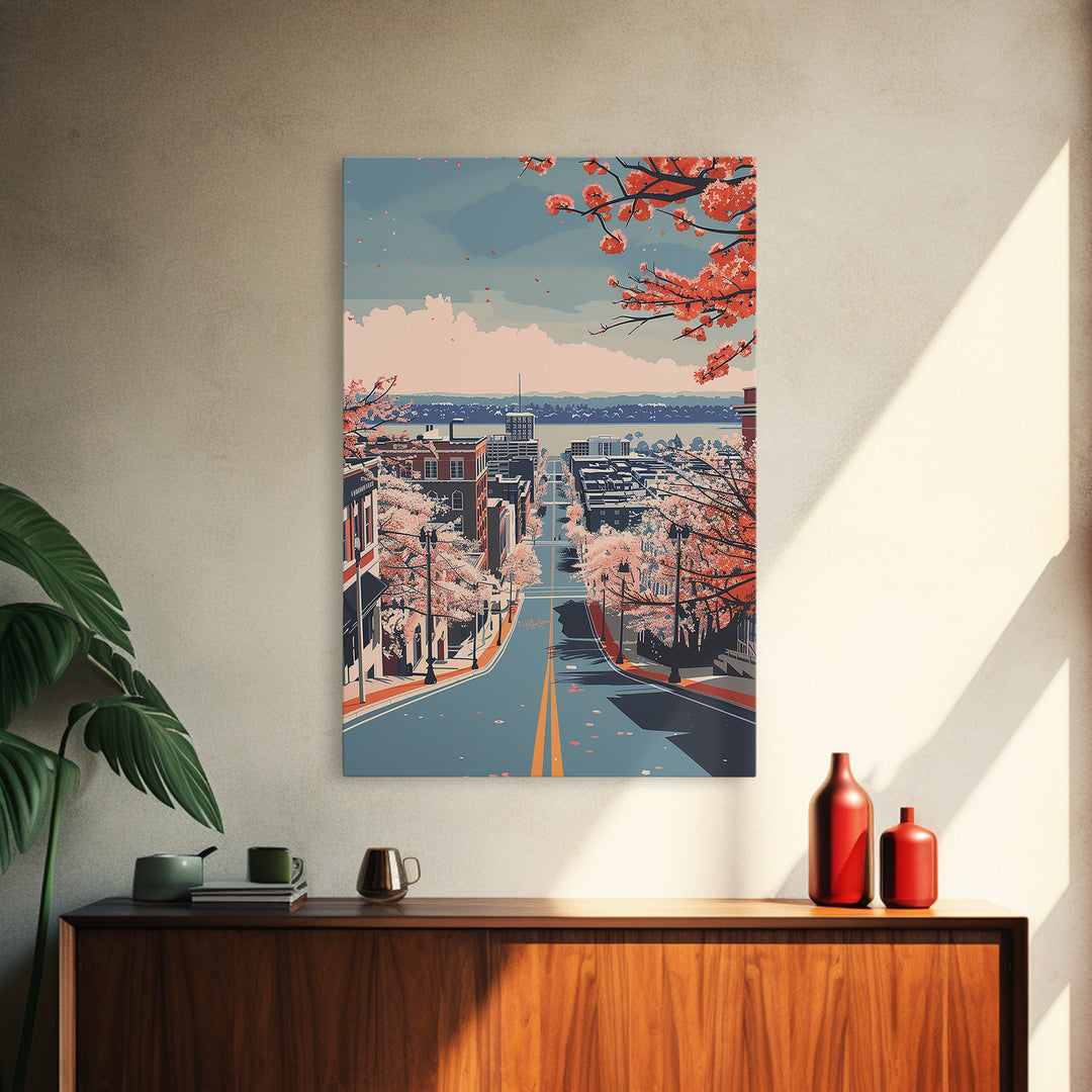 Tuscaloosa Travel Poster, Framed Canvas Print, Retro Wall Art, Travel Print, Vintage Travel, Vintage City Poster, City Travel Poster