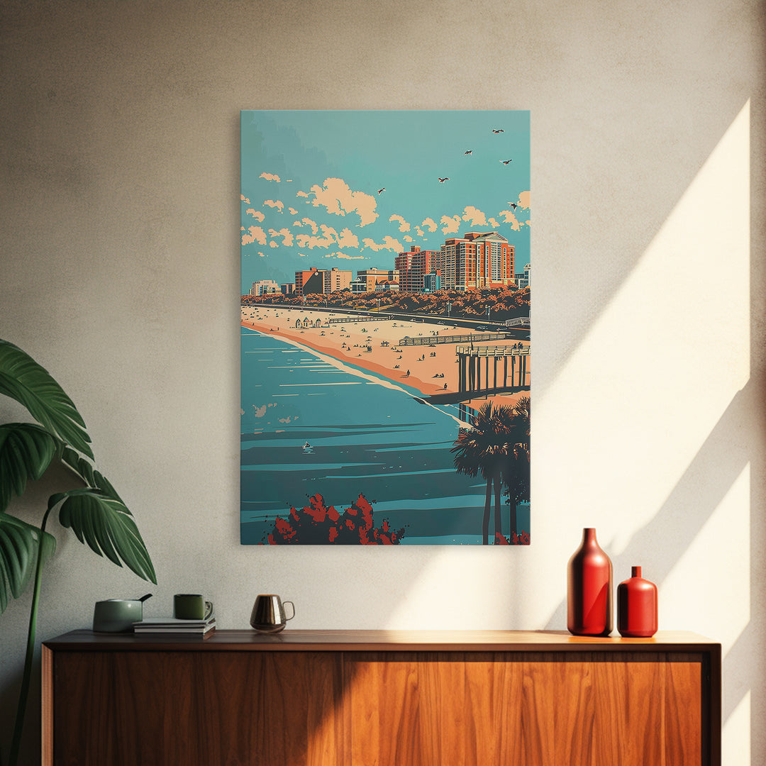 Virginia Beach Travel Poster, Framed Canvas Print, City Art Print, Travel Wall Art, Travel Prints, Travel Posters, Colorful Wall Art