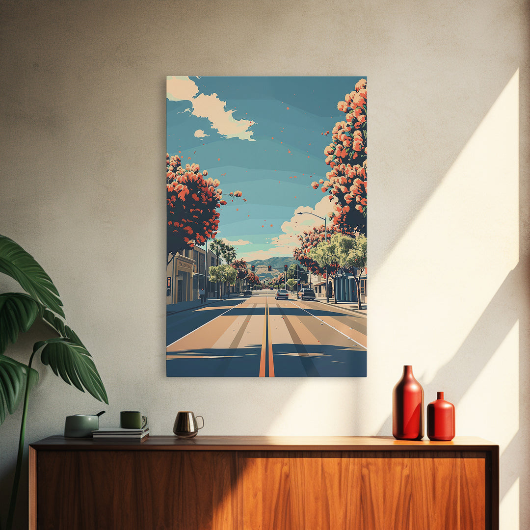 Visalia Travel Poster, Framed Canvas Print, Travel Wall Decor, Minimalist Poster, Retro Travel Poster, Retro Wall Art, Travel Prints