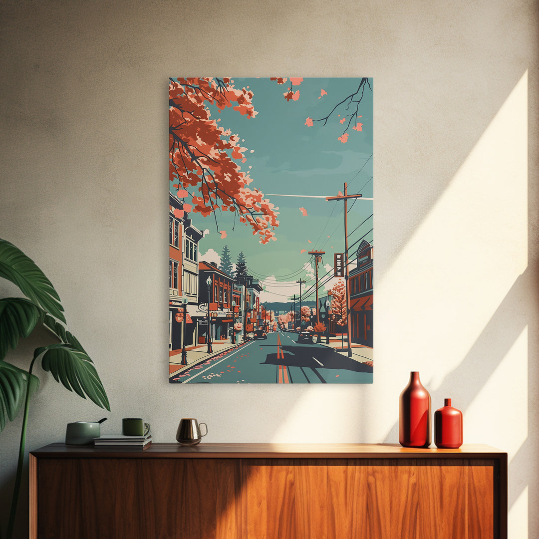 Warren Travel Poster, Framed Canvas Print, City Travel Poster, Travel Wall Art, Modern Wall Decor, City Wall Art, Retro Travel Print