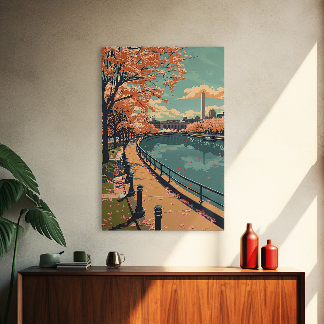 Washington Travel Poster, Framed Canvas Print, City Travel Poster, Travel Wall Art, Landscape Art, Retro Wall Art, Minimalist Poster