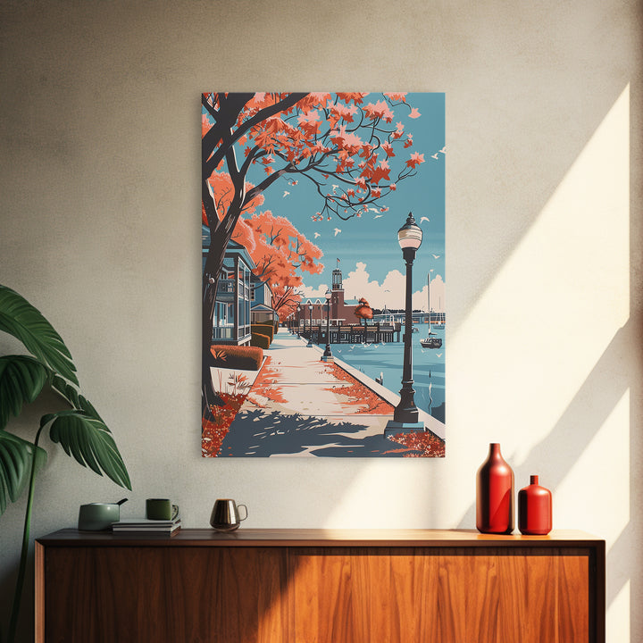 Wilmington Travel Poster, Framed Canvas Print, Retro Travel Poster, City Wall Art, Travel Posters, City Illustration, Fine Art Print