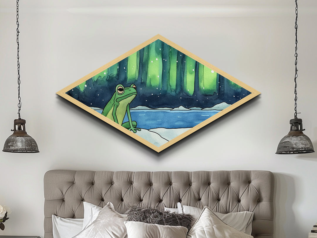 Poison Frog In The Arctic, Whimsical Wall Art, Diamond Shaped Wall Art, Whimsical Boho Decor