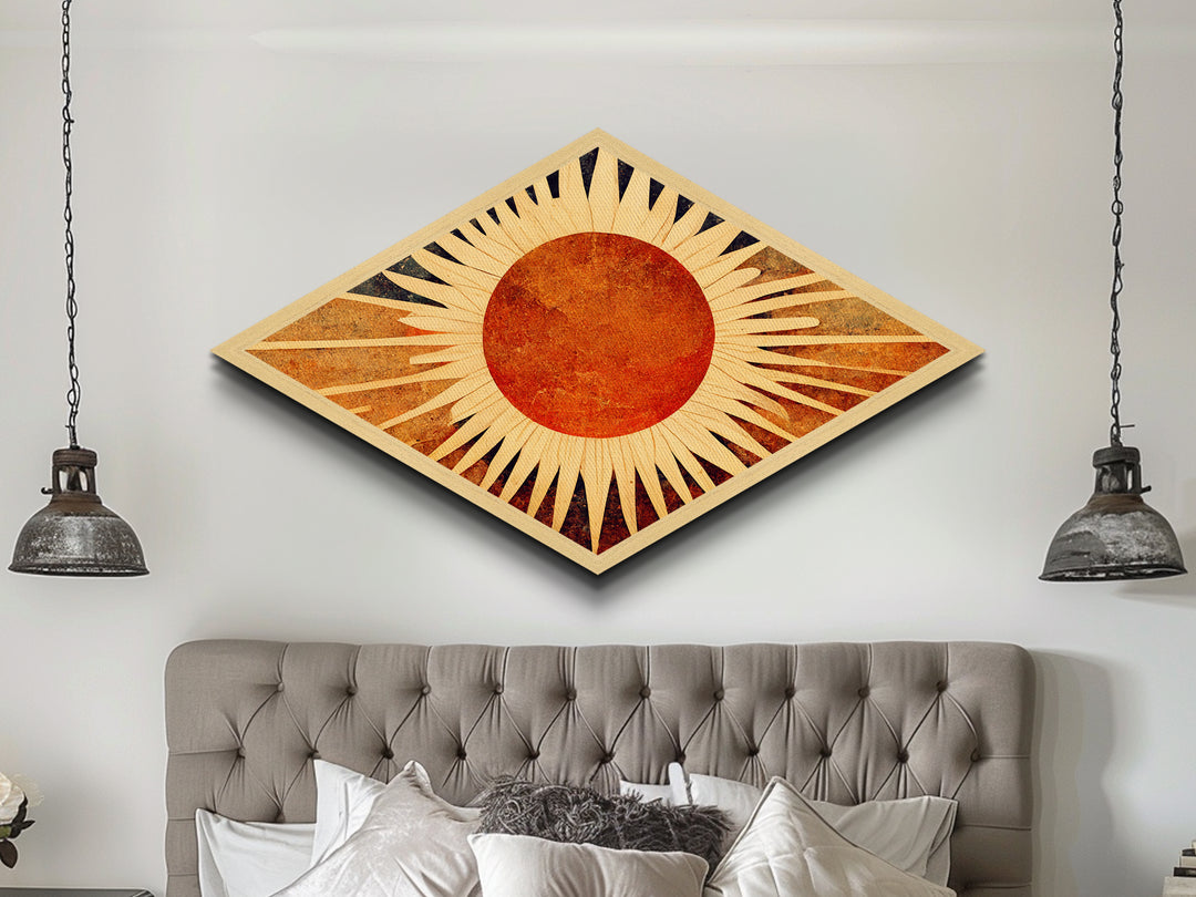 Art Deco Starburst - Framed Canvas Art Print - Funk Retro Mid-Century Modern Wall Art, Sun Burst, Sunset Painting, MCM Decor