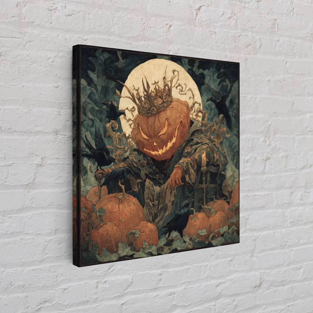 The Jack-O'-Lantern King, Dark Symbolist Art, Square Wall Art, Dark Fantasy Wall Art, Framed Canvas Print, Halloween Wall Art