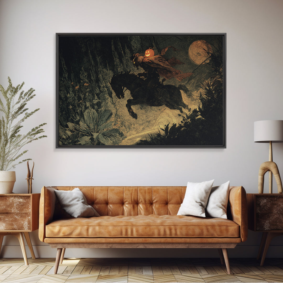 The Headless Horseman, Symbolist Gothic Landscape, Landscape Wall Art, Gothic Horror Wall Art, Canvas Print, Halloween Wall Art