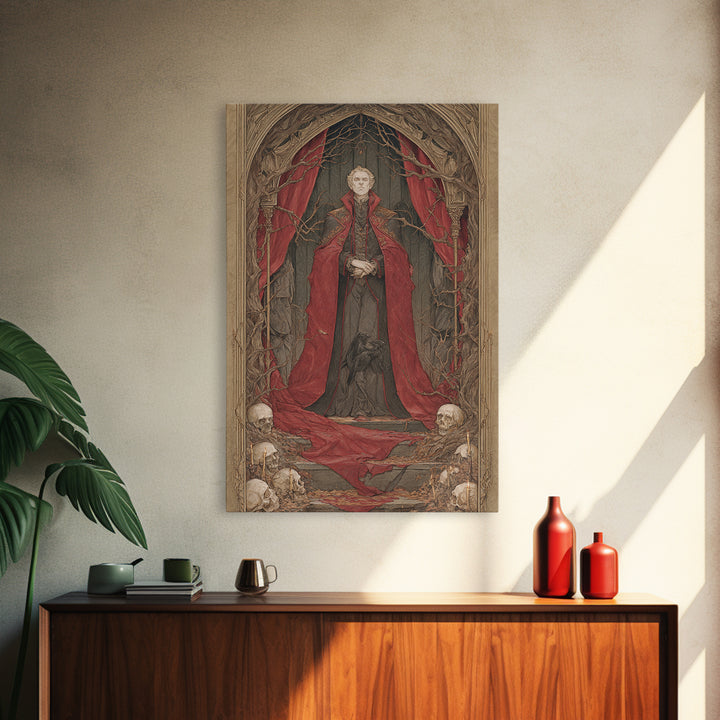 The Crimson Vampire, Decadent Gothic Art, Vertical Wall Art, Dark Fantasy Wall Art, Canvas Print, Halloween Wall Art, Halloween Decor