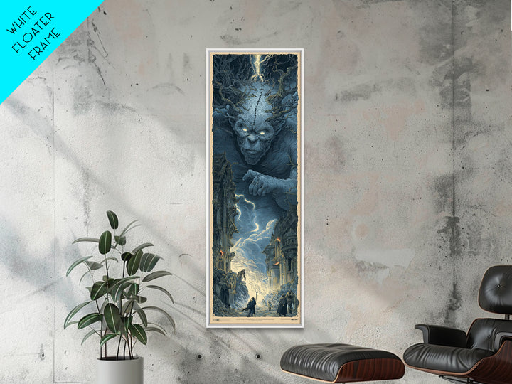 The Stitched Giant, Gothic Engraving Art, Tall Narrow Wall Art, Macabre Wall Art, Canvas Print, Halloween Wall Art, Dark Fantasy Art
