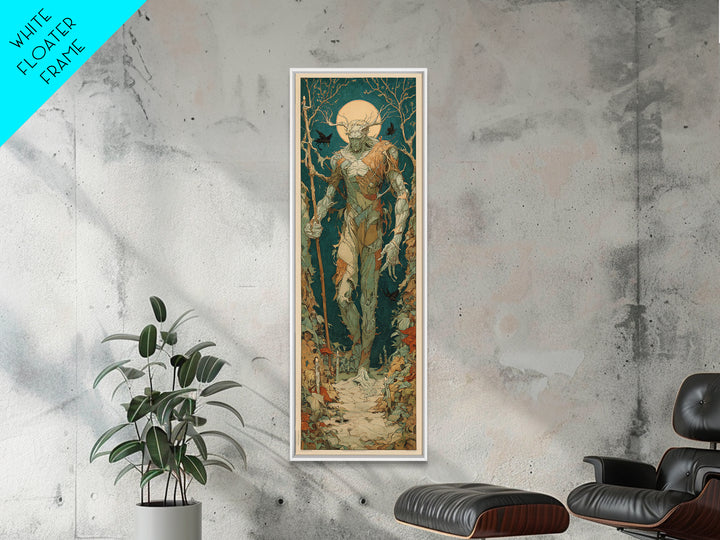 The Stitched Giant, Dark Renaissance Art, Tall Narrow Wall Art, Gothic Horror Wall Art, Framed Canvas Print, Halloween Wall Art