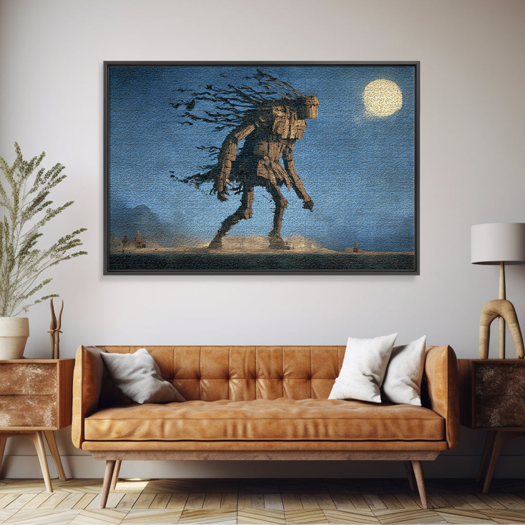 The Stitched Giant, Romantic Gothic Landscape, Landscape Wall Art, Dark Halloween Decor, Canvas Print, Halloween Wall Art