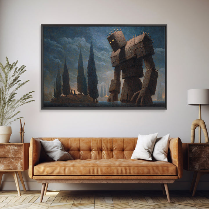 The Stitched Giant, Symbolist Gothic Landscape, Landscape Wall Art, Gothic Horror Wall Art, Canvas Print, Halloween Wall Art