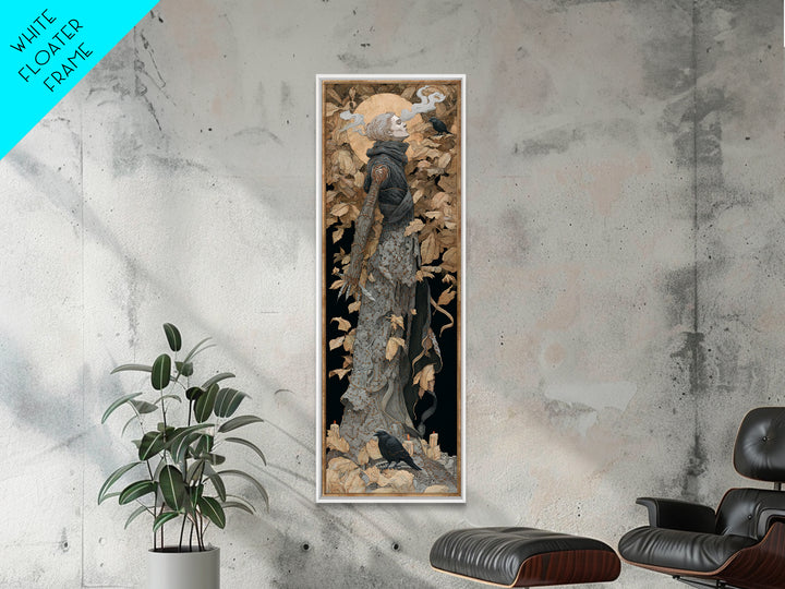 The Stitched Giant, Symbolist Death Art, Tall Narrow Wall Art, Dark Halloween Decor, Framed Canvas Print, Halloween Wall Art