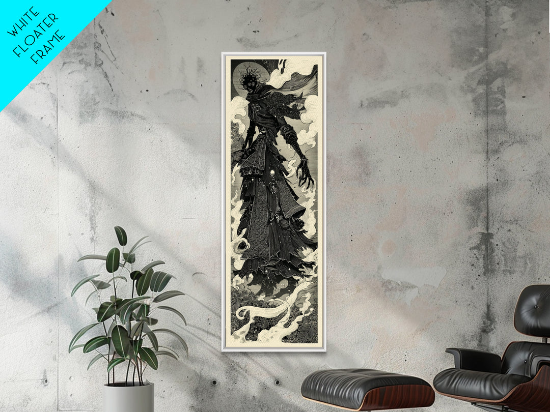 The Stitched Giant, Decadent Line Art, Tall Narrow Wall Art, Macabre Wall Art, Canvas Print, Halloween Wall Art