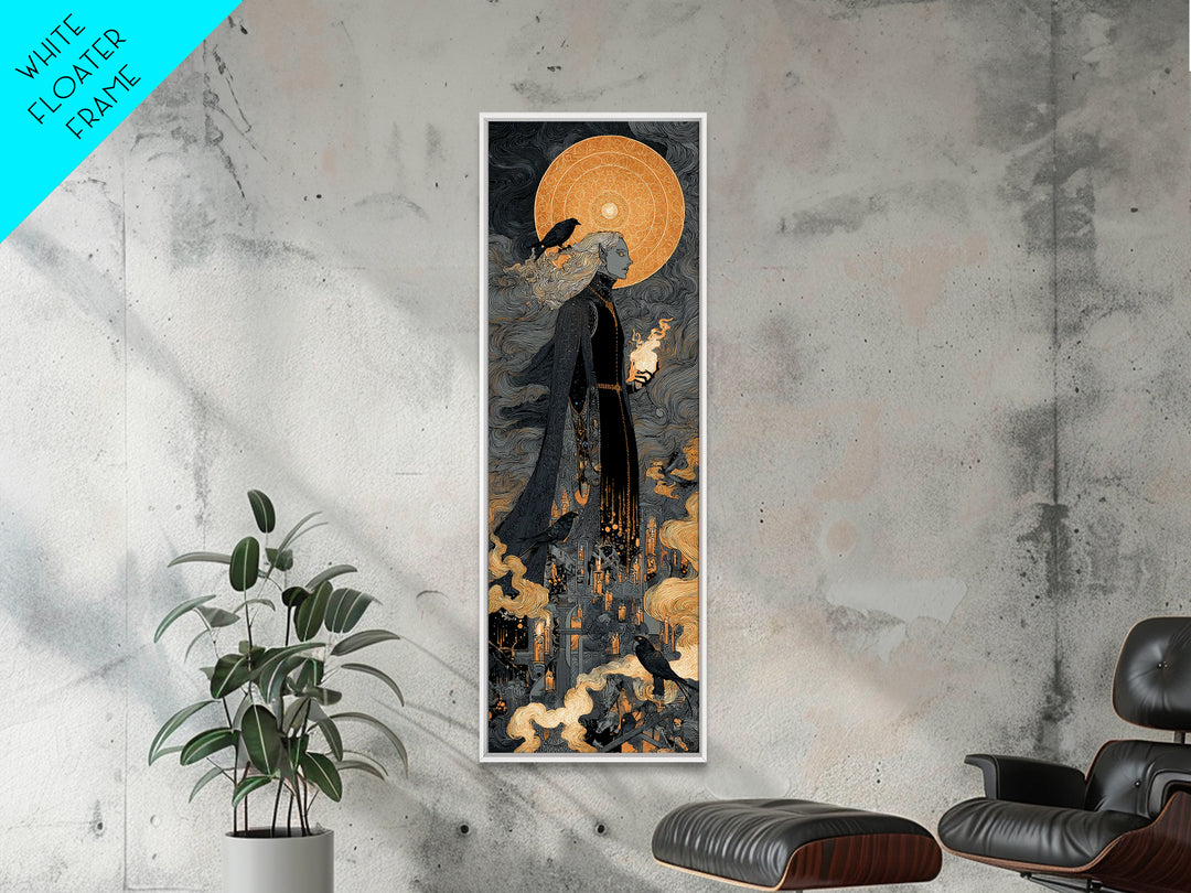 The Stitched Giant, Stained Glass Gothic Art, Tall Narrow Wall Art, Dark Halloween Decor, Canvas Print, Halloween Wall Art