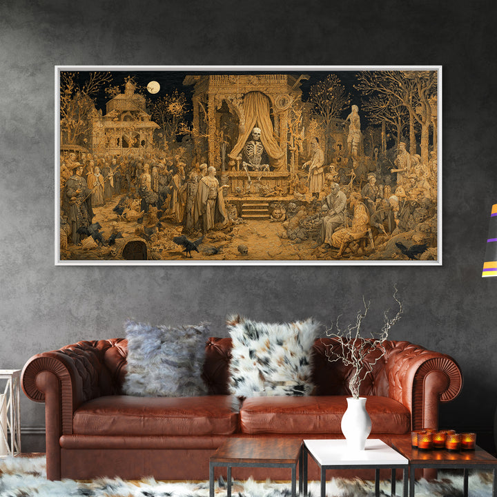 The Mummy Pharaoh, Northern Renaissance Horror, Wide Panoramic Art, Dark Fantasy Wall Art, Framed Canvas Print, Halloween Wall Art