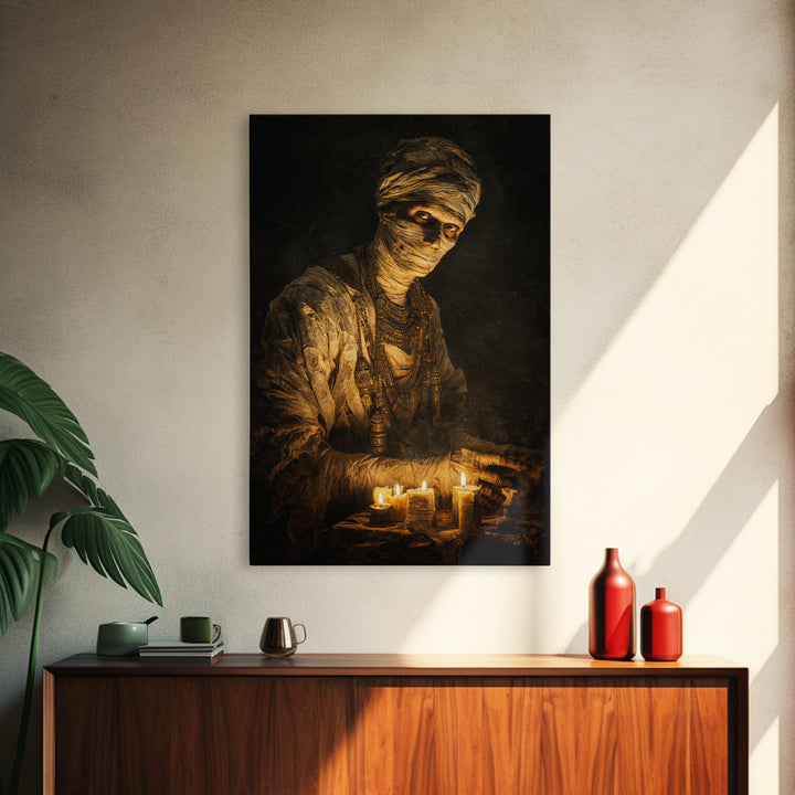 The Mummy Pharaoh, Dark Romantic Horror Art, Vertical Wall Art, Dark Fantasy Wall Art, Canvas Print, Halloween Wall Art, Horror Wall Art