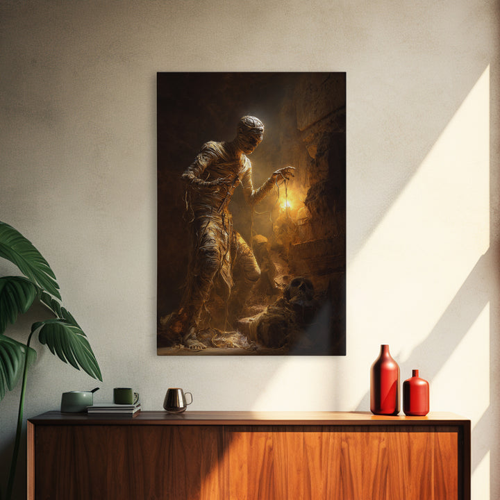 The Mummy Pharaoh, Visionary Gothic Art, Vertical Wall Art, Dark Fantasy Wall Art, Canvas Print, Halloween Wall Art